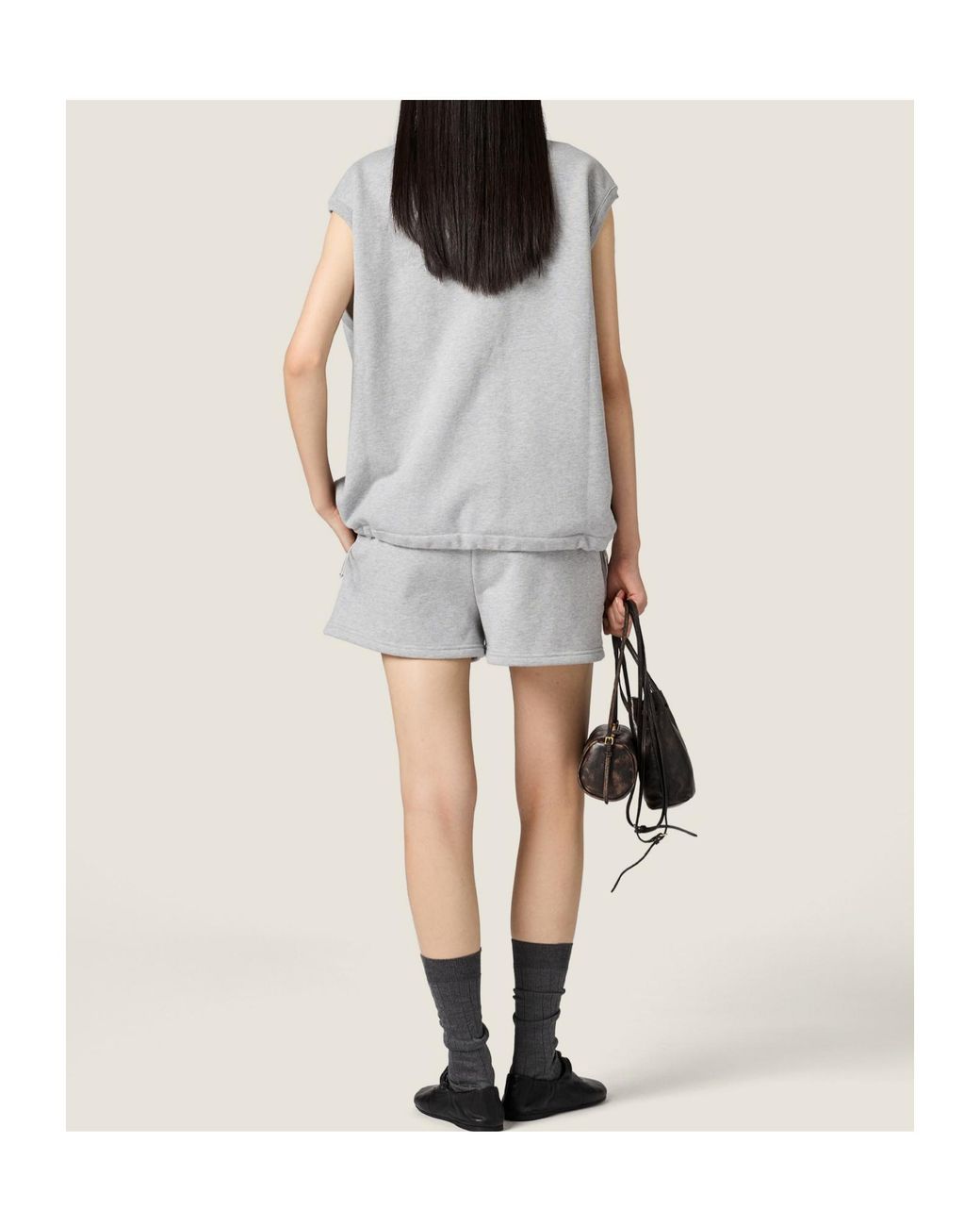 Miu Miu Gray Zip-Up Drawstring Gilet
