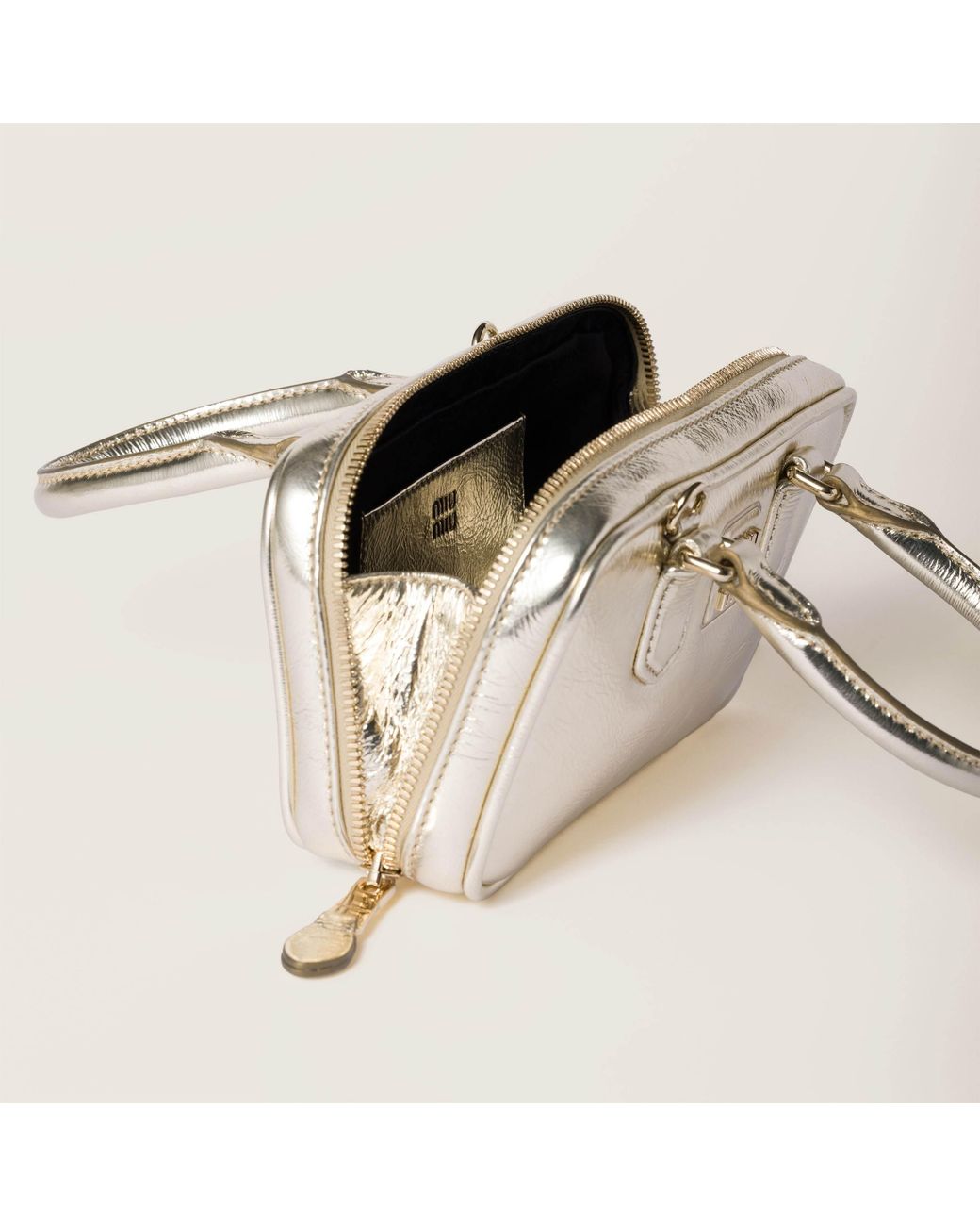 Miu Miu Natural Arcadie Laminated Nappa Leather Mini-Bag