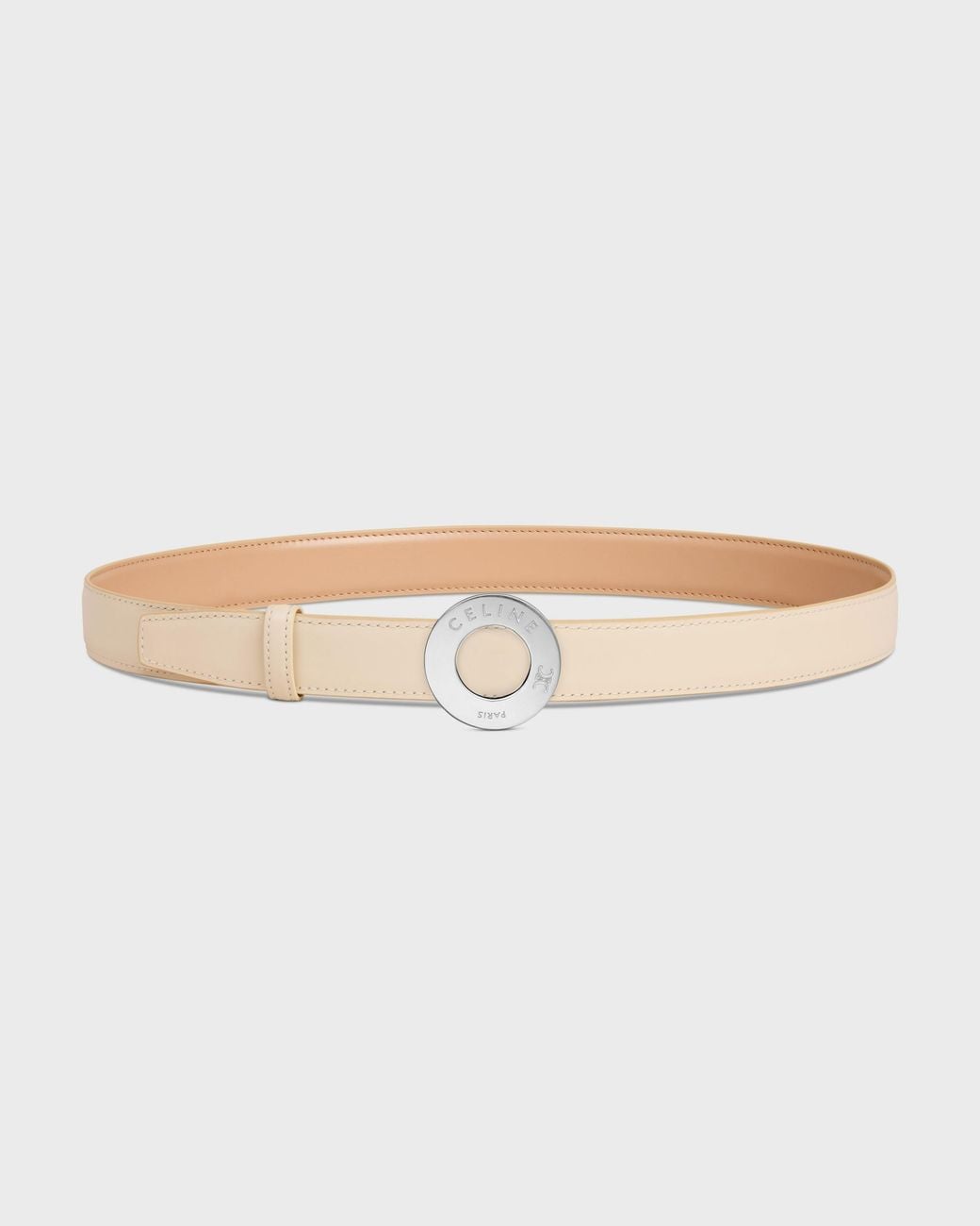 Céline White 25Mm Double-Sided Leather Belt With Disc Buckle