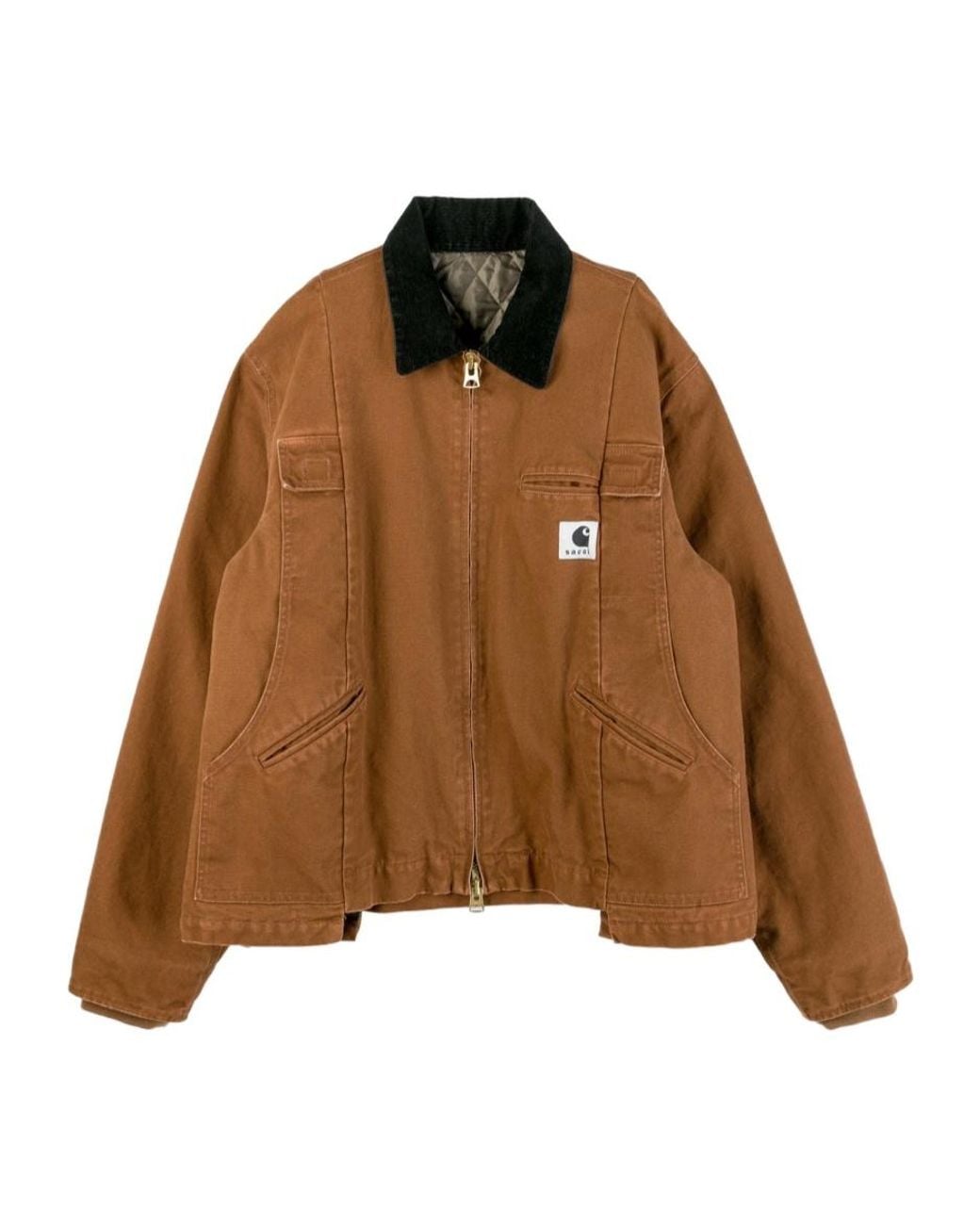 Sacai Brown X Carhartt Logo Patch Zip-Up Jacket for men