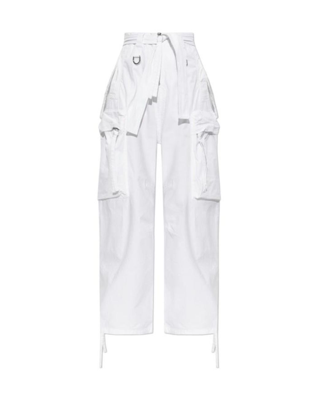 DSquared² White Belted Wide-Leg Cargo Pants