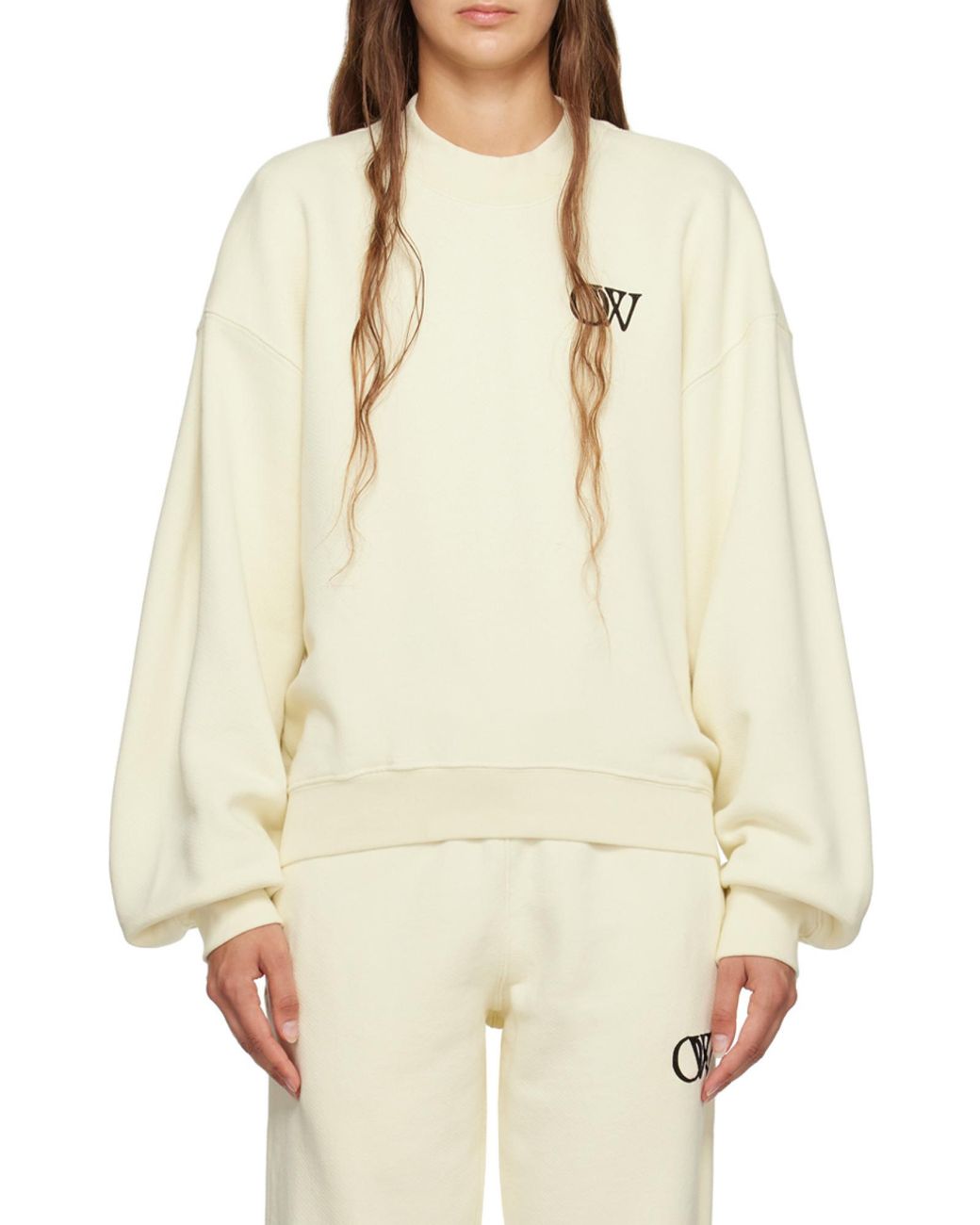 Off-White c/o Virgil Abloh White Logo Printed Crewneck Sweatshirt