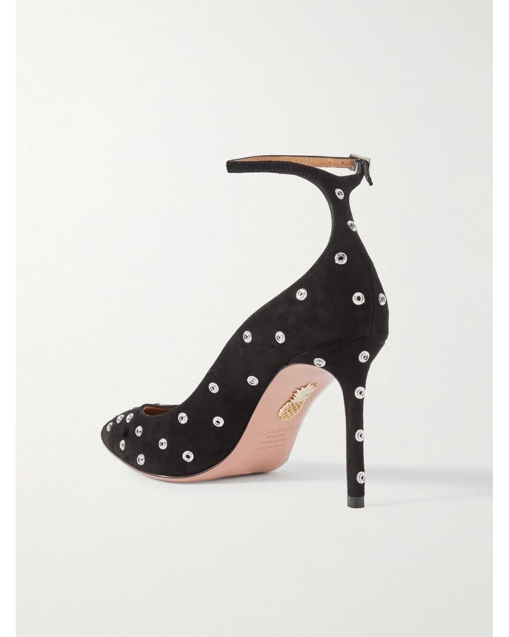 Aquazzura Metallic Embellished Suede Pumps