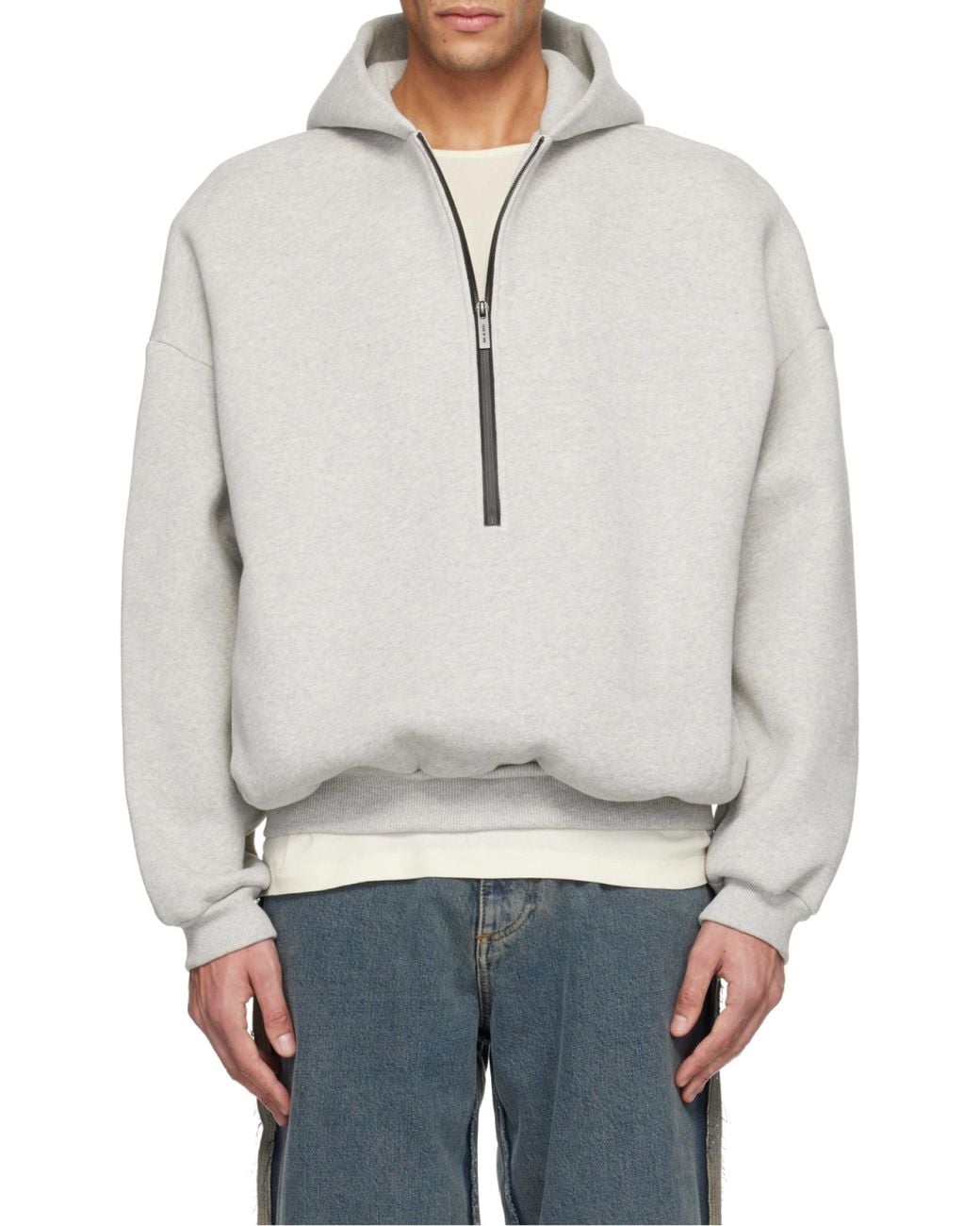 Fear Of God Gray Athletic Half Zip Hoodie for men