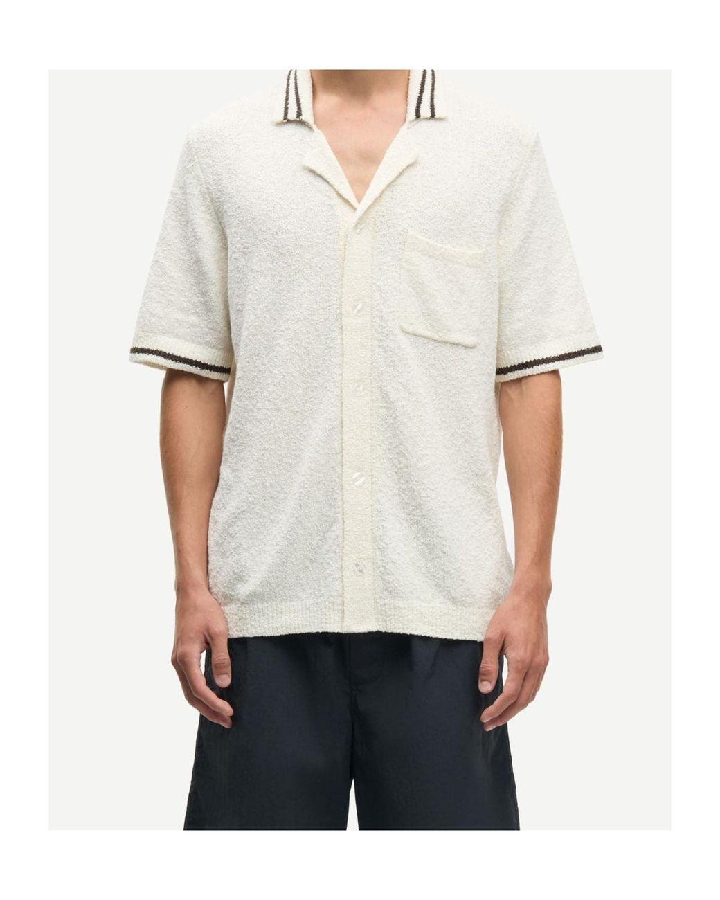 Samsøe & Samsøe White Samsøe Samsøe Sapedro Textured Polo Shirt for men