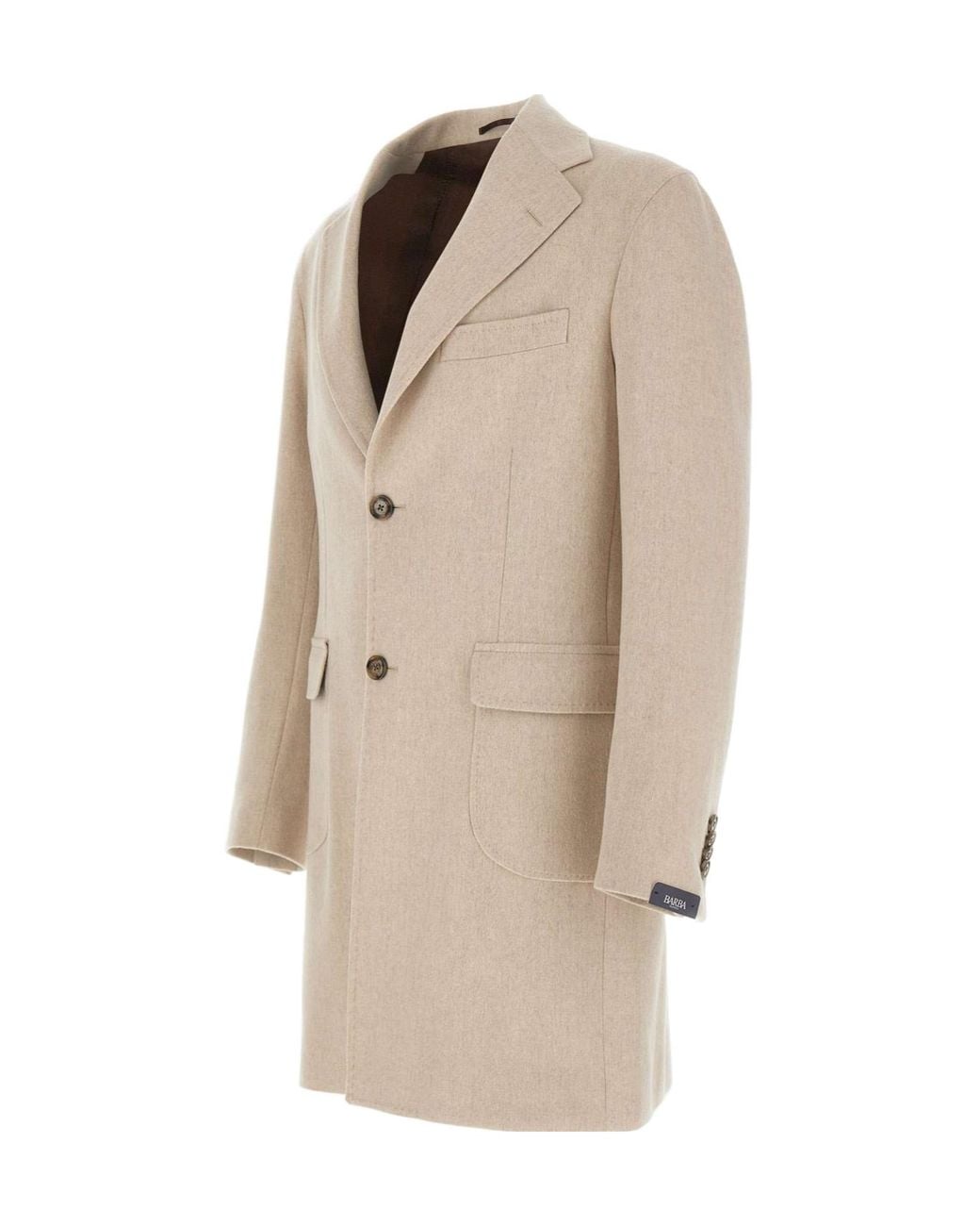 Barba Napoli Natural Half-Belt Single-Breasted Coat for men