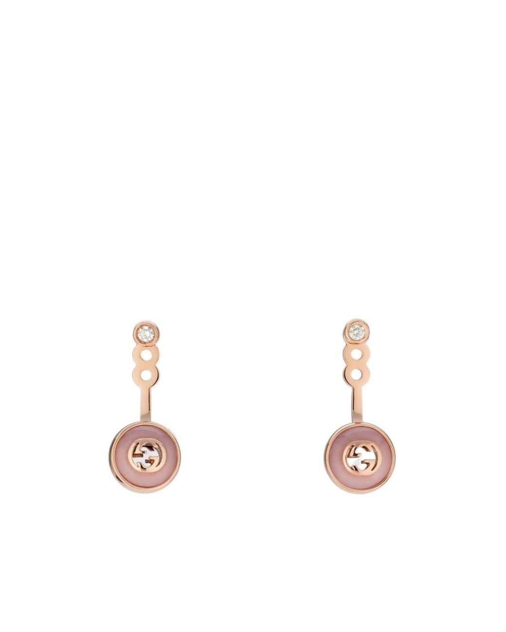 Gucci White Interlocking 18K Earrings