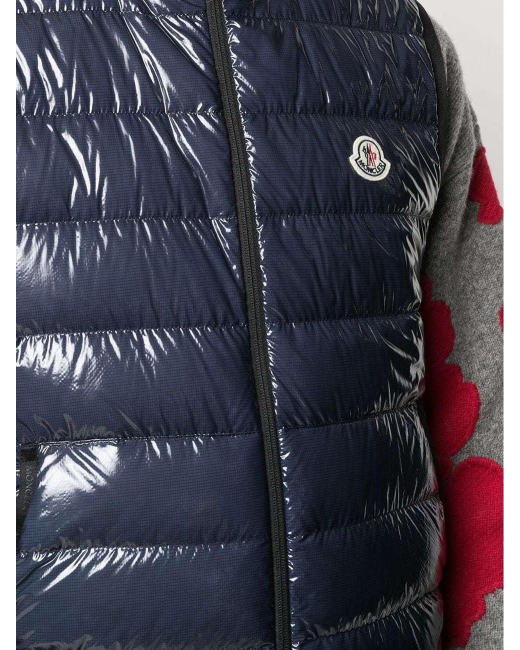 Moncler Blue Logo-Patch Zip-Up Padded Gilet for men