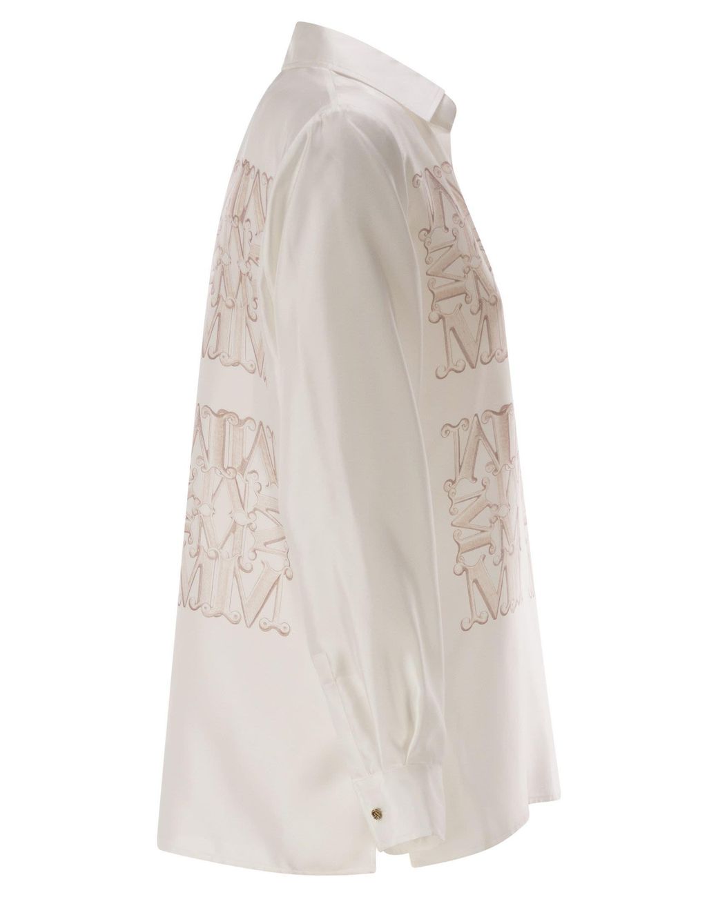 Max Mara White Filtro Logo Printed Button-Up Shirt