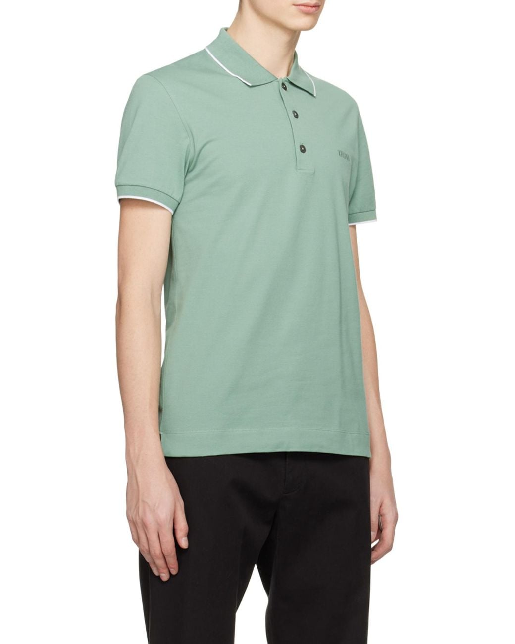Zegna Green Z Logo Embroidered Polo Shirt for men