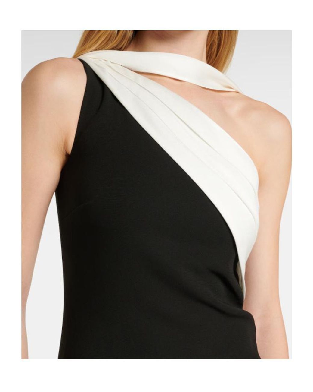 Roland Mouret Black Scarf-Detail One-Shoulder Gown