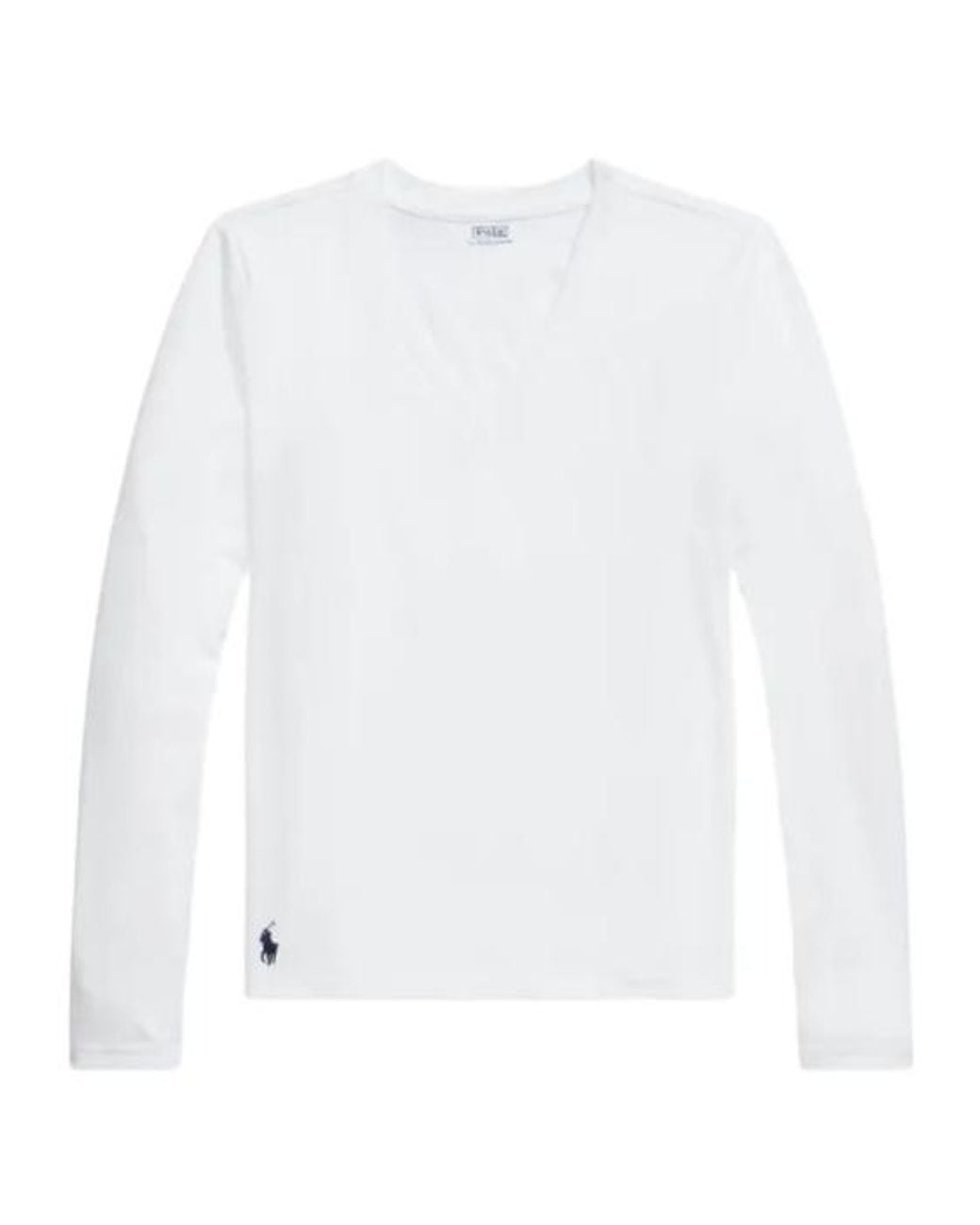 Polo Ralph Lauren White Long-Sleeve V-Neck T-Shirt