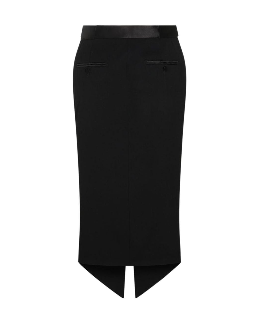 Tom Ford Black Satin Trim Split-Hem Skirt