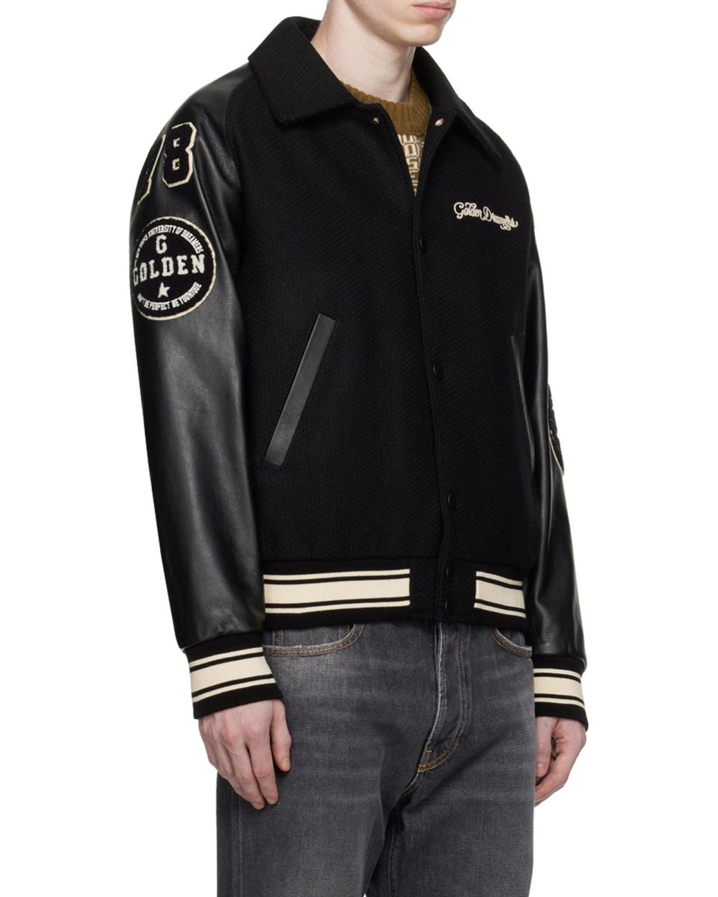 Golden Goose Deluxe Brand Black Logo Embroidered Jacket for men
