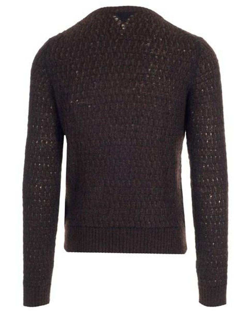 Bottega Veneta Blue Wool Mohair Lace Effect Pullover for men