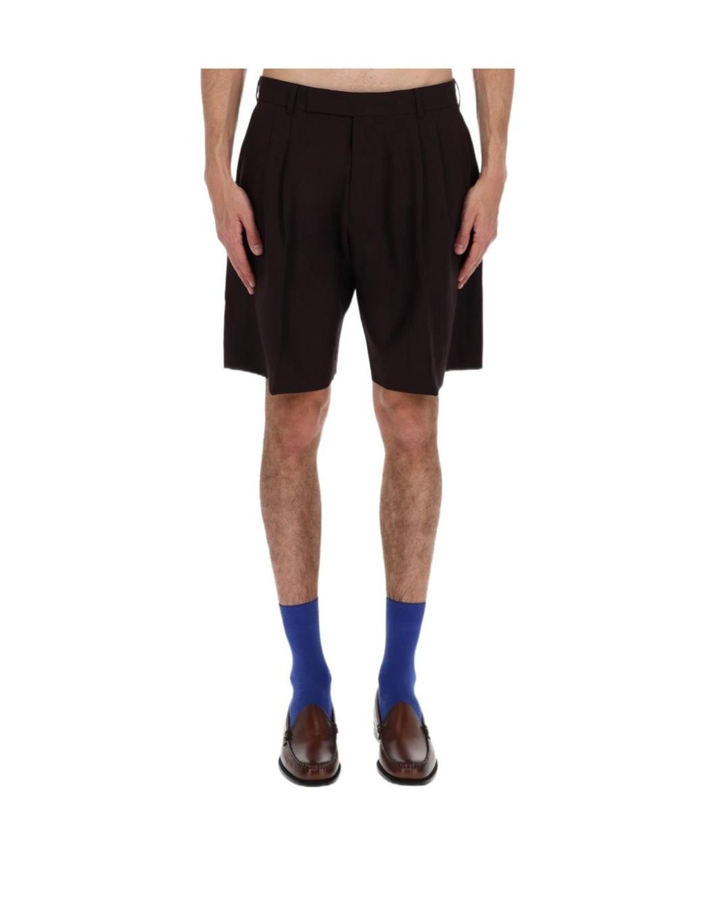 Paul Smith Black Pleated Linen Shorts for men