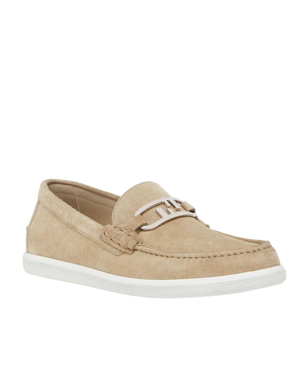 Fendi White O'Lock Slip-On Loafers for men
