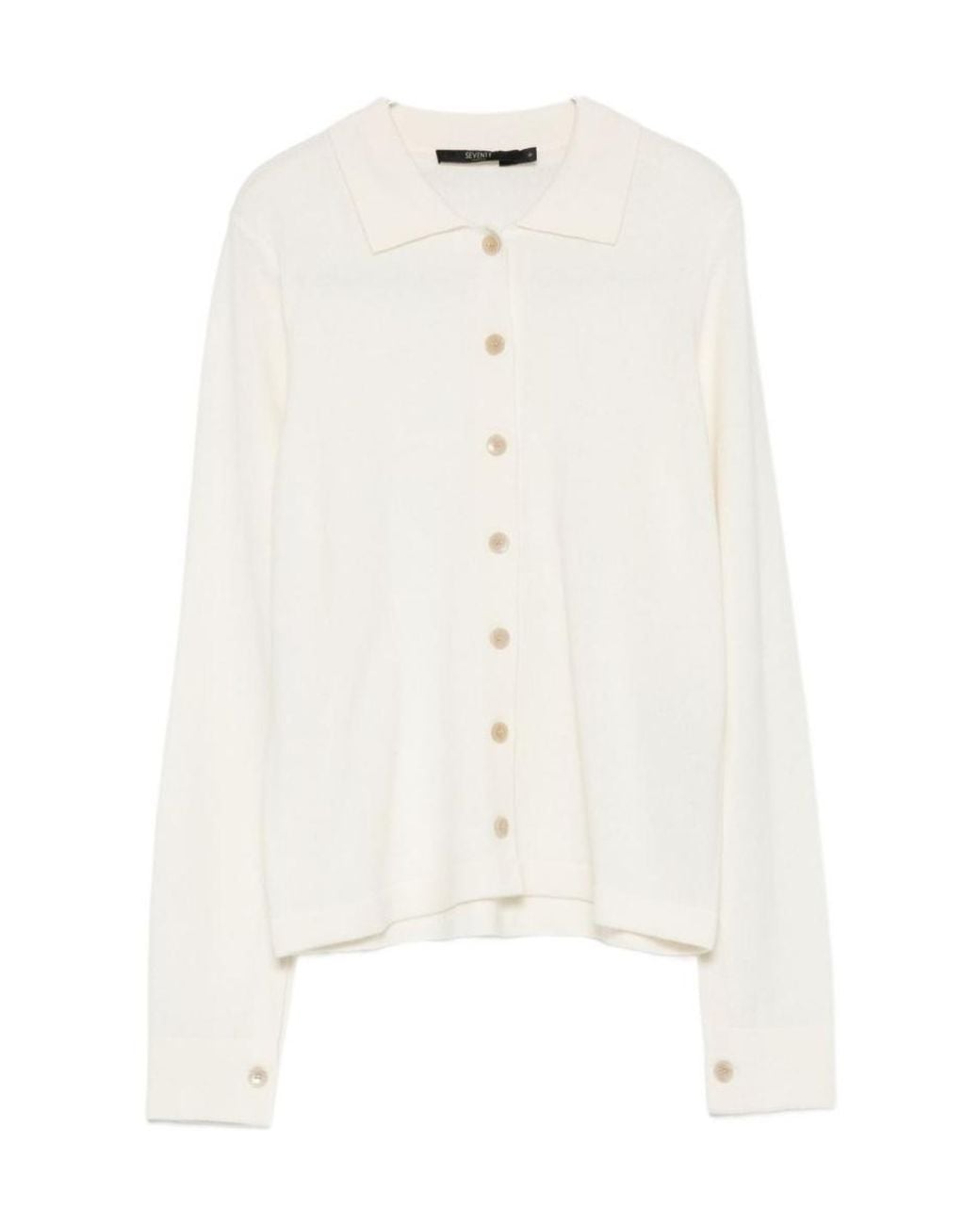 Seventy White Single-Breasted Long-Sleeve Knit Top