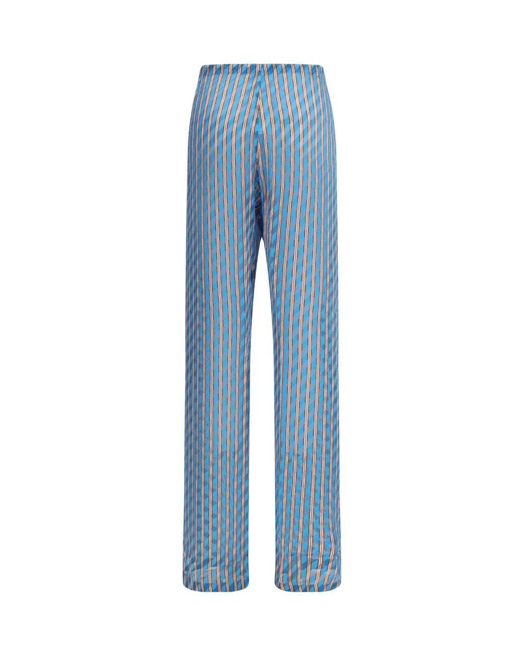 Dries Van Noten Blue Striped Drawstring Pants