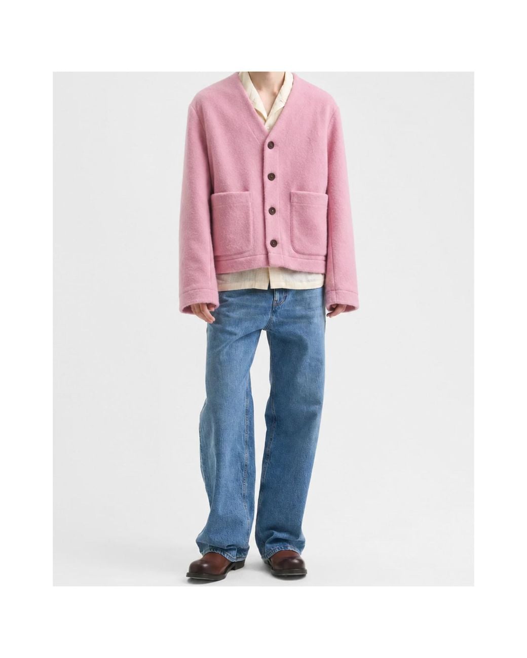 Séfr Pink Long-Sleeve V-Neck Cardigan for men