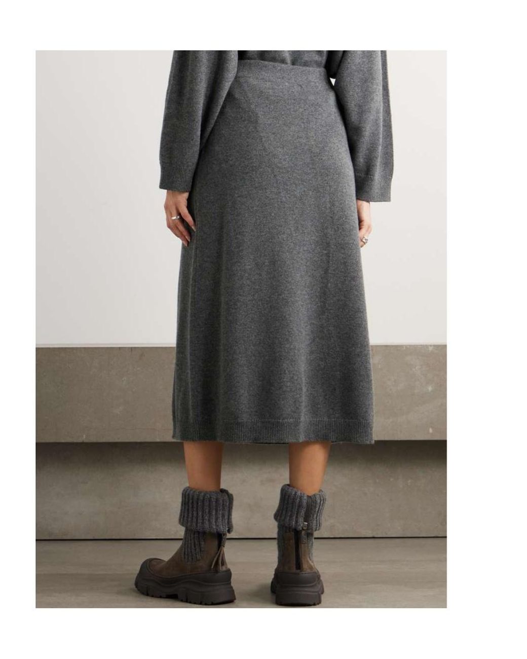 Brunello Cucinelli Gray A-Line Mid-Length Skirt