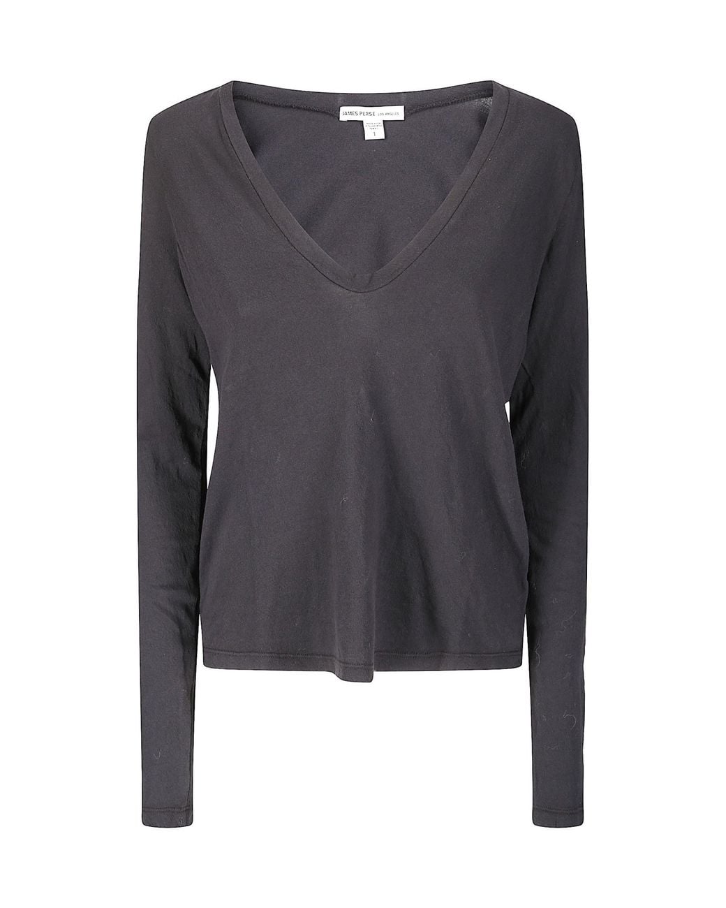 James Perse Blue Deep V-Neck Long Sleeve T-Shirt