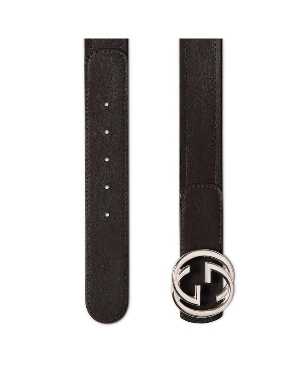 Gucci White Interlocking G Buckle Reversible Belt for men