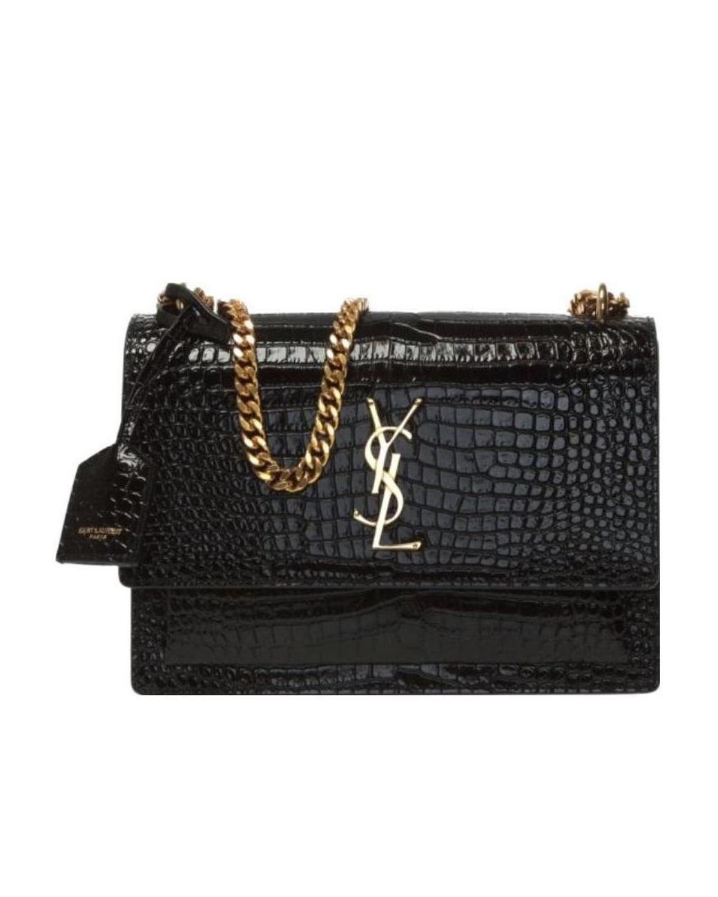 Saint Laurent Black Sunset Embossed Medium Shoulder Bag