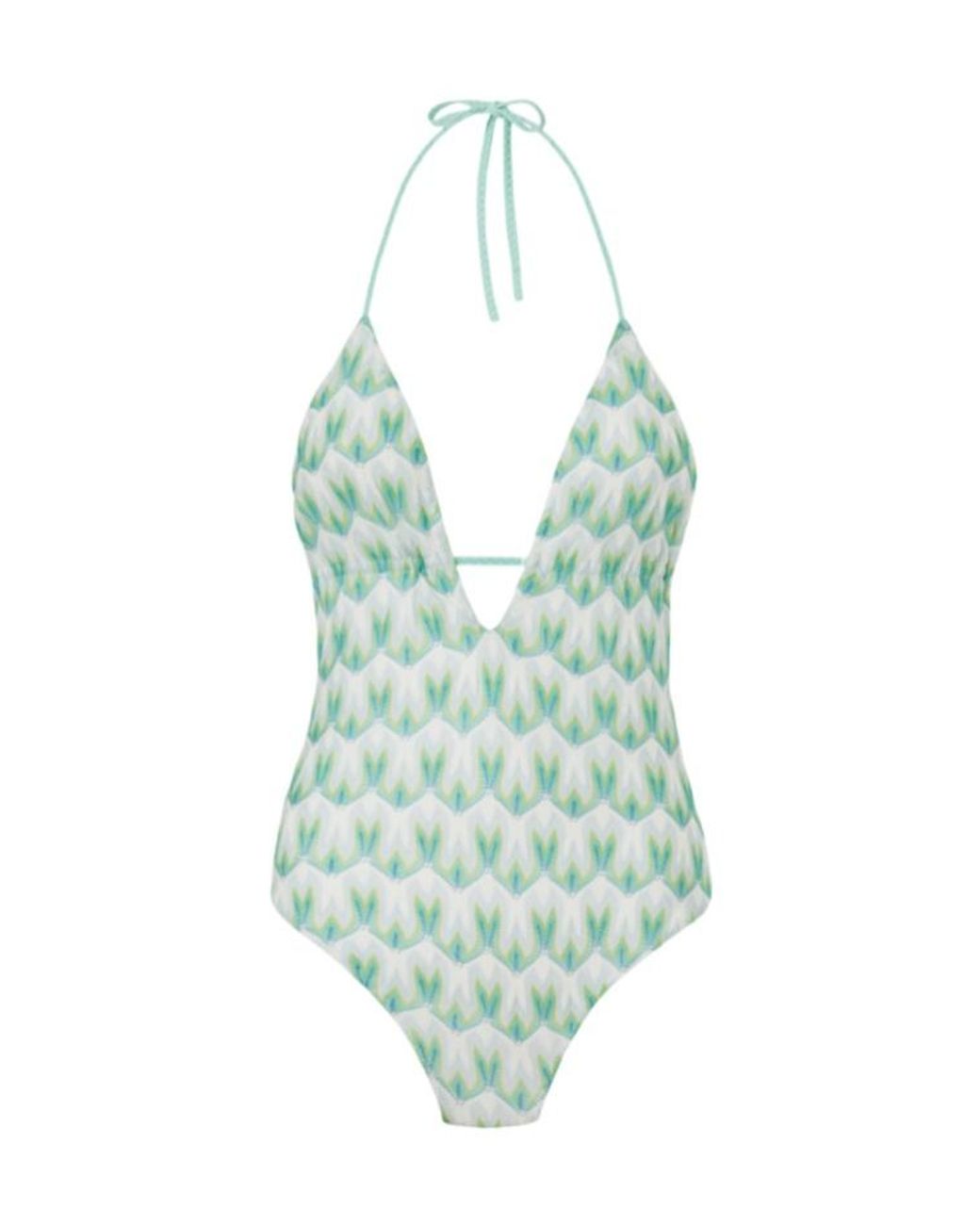 Missoni Green Floral Patterned One Piece Swimsuit