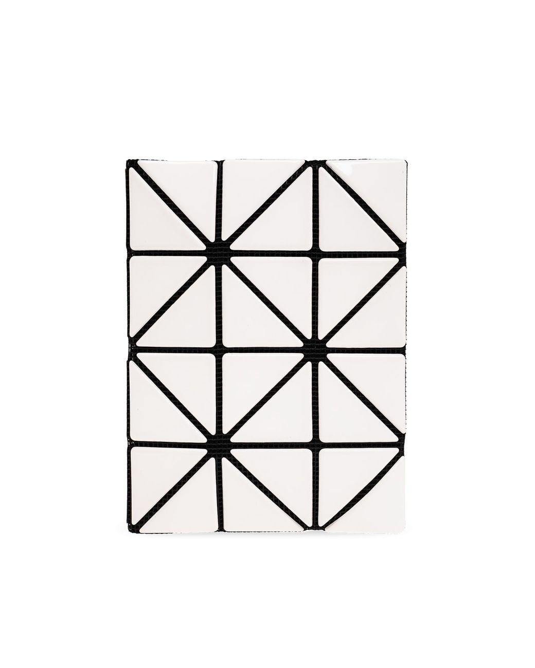 Issey Miyake White High-Shine Geometric-Design Cardholder for men