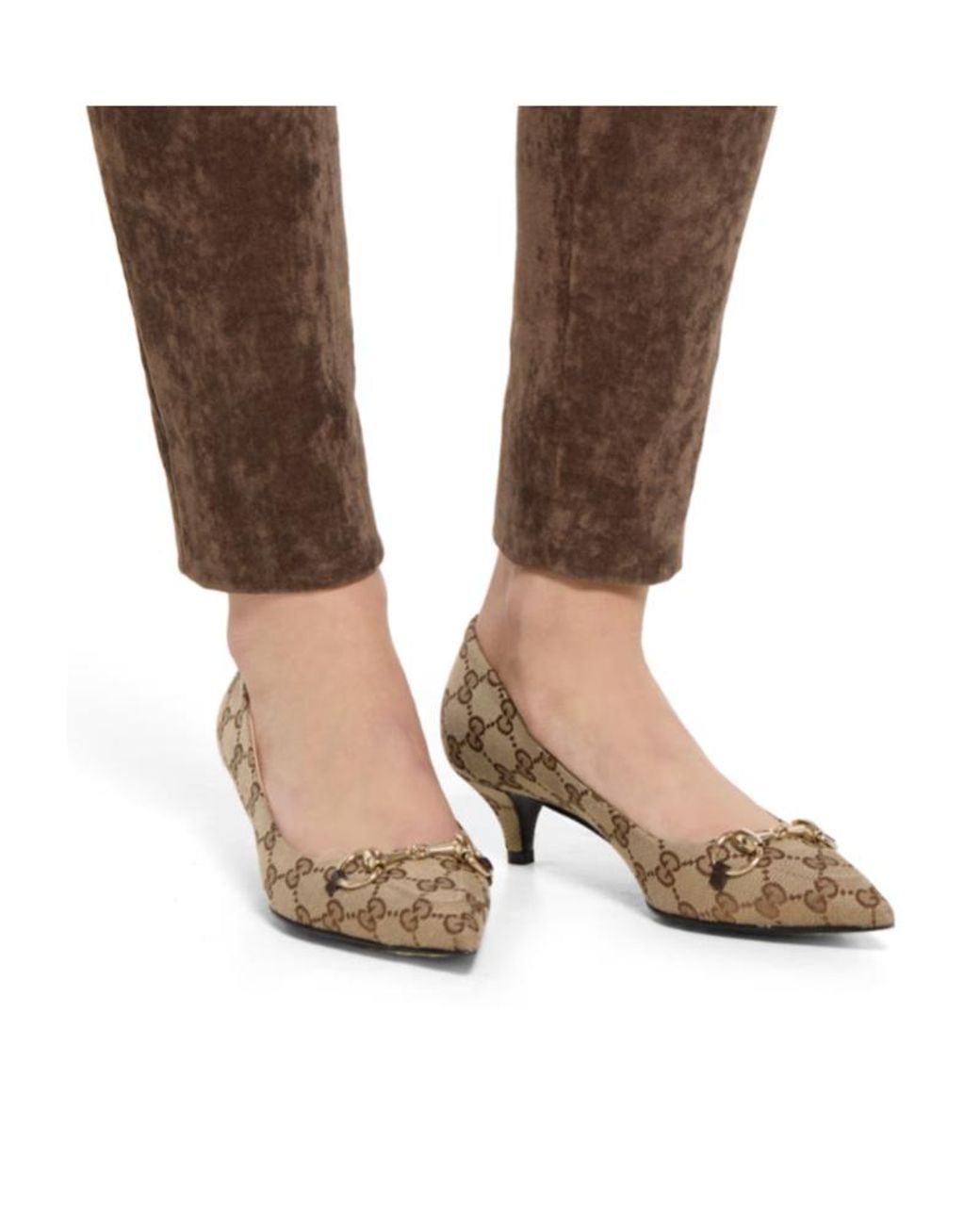 Gucci Gray Horsebit Pointed-Toe Pumps