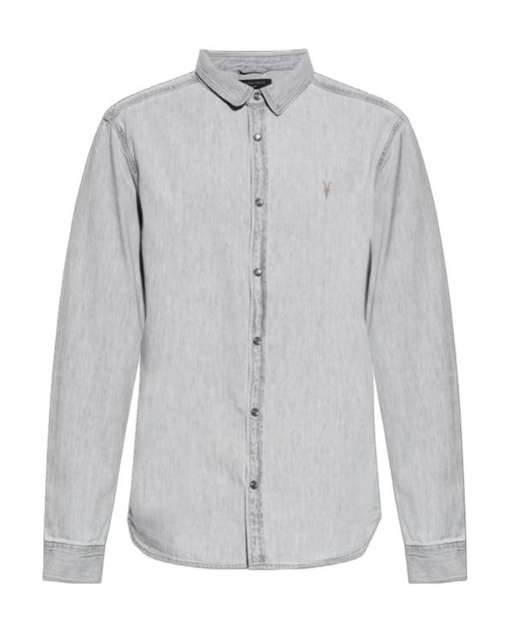 AllSaints Gray Signature Embroidered Casual Shirt for men