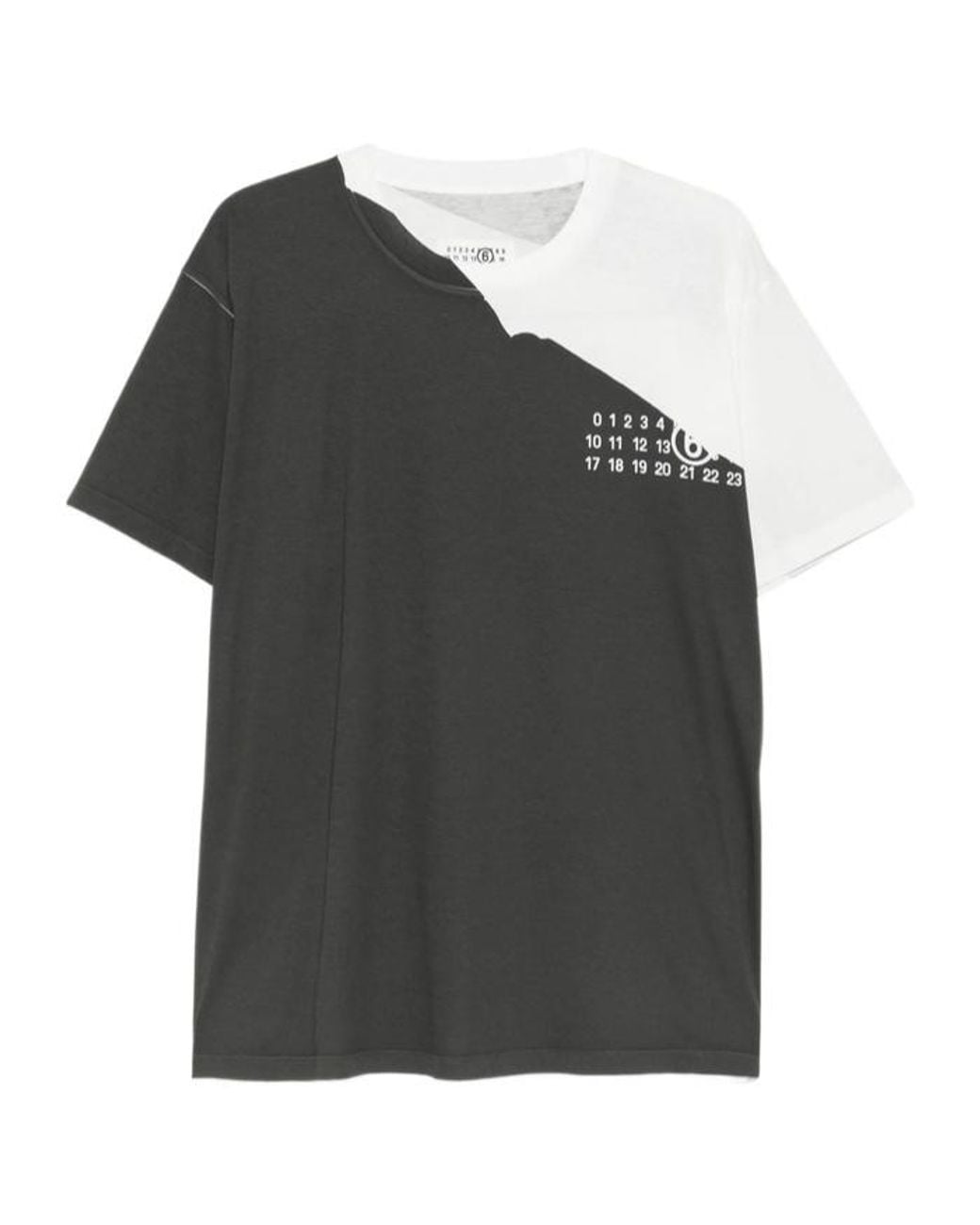 MM6 by Maison Margiela Black Two-Tone Logo T-Shirt for men
