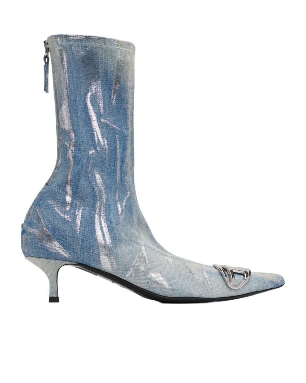 DIESEL Blue D-Venus Kittie Logo Plaque Ankle Boots