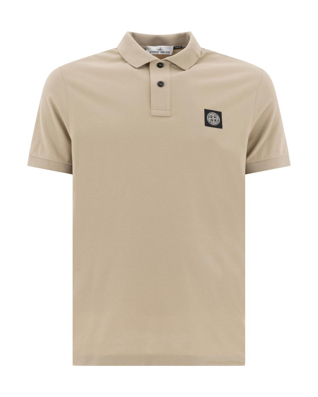 Stone Island Natural Logo Patch Short-Sleeved Polo Shirt for men