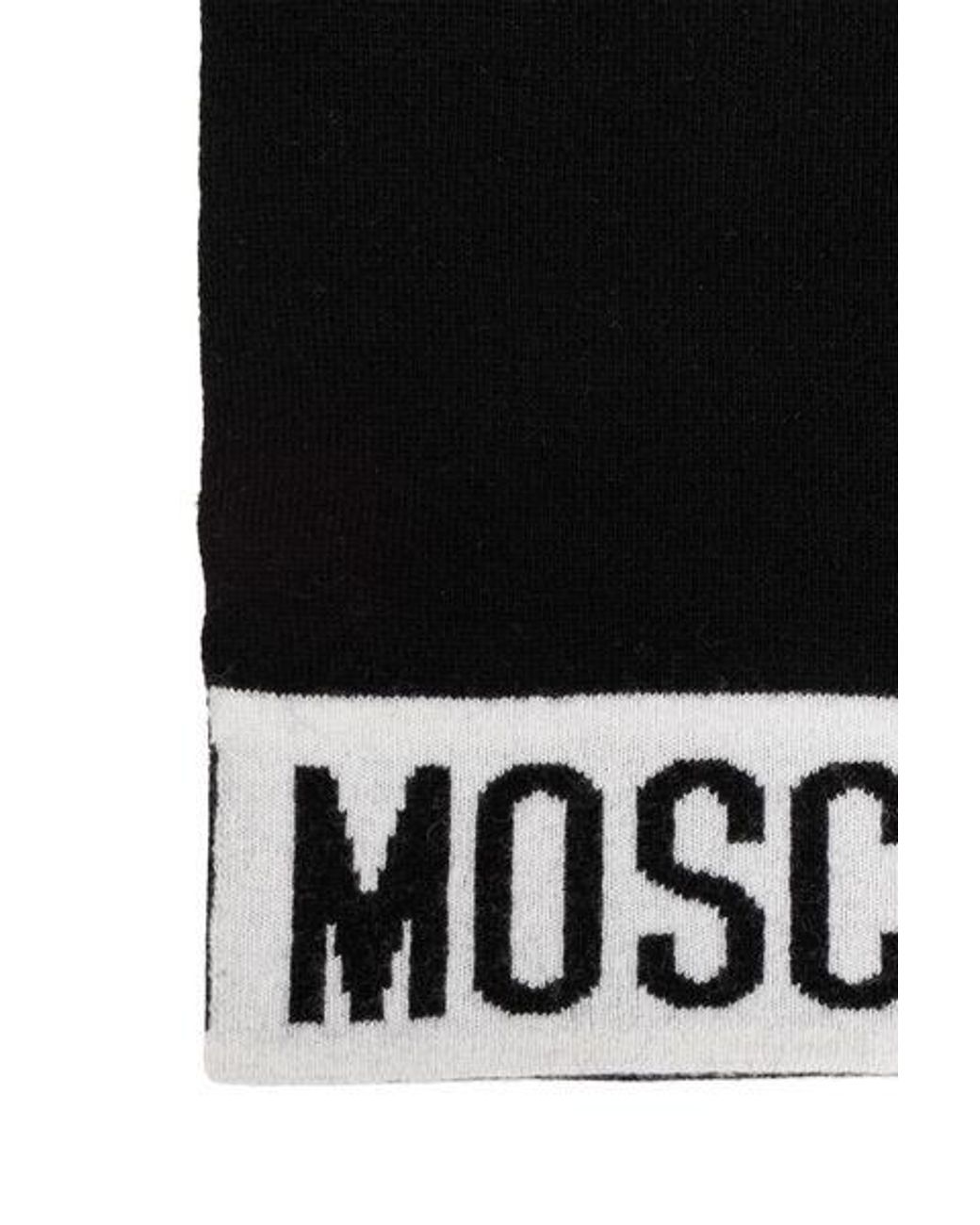 Moschino Black Logo Intarsia Scarf for men