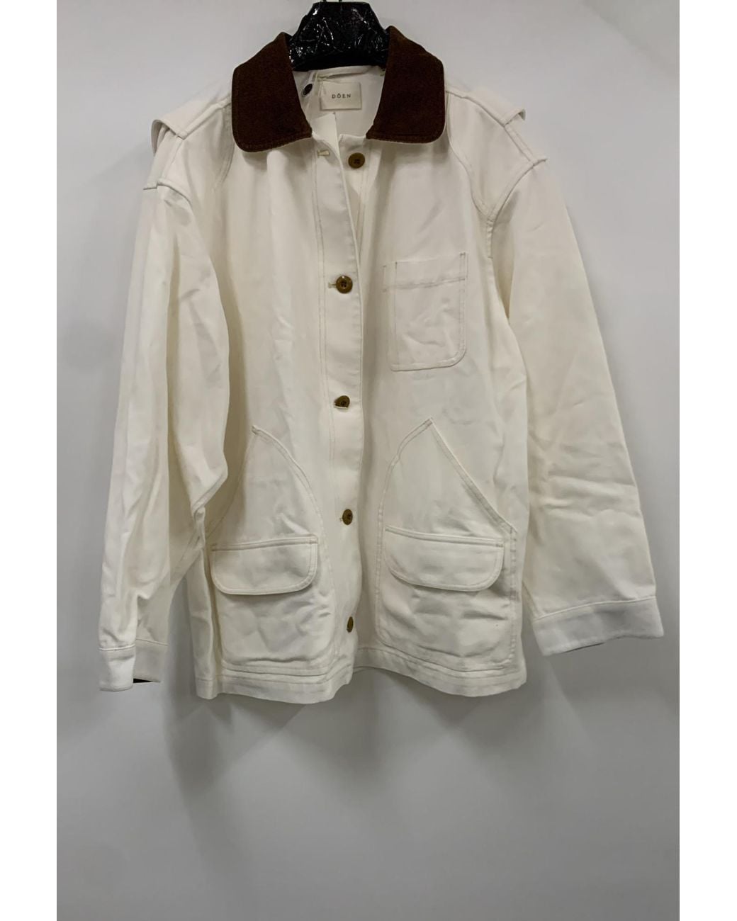 Doen White Pascual Corduroy-Trimmed Cotton Jacket