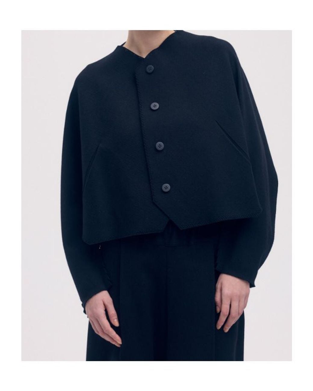 Issey Miyake Black V-Neck Buttoned Cardigan