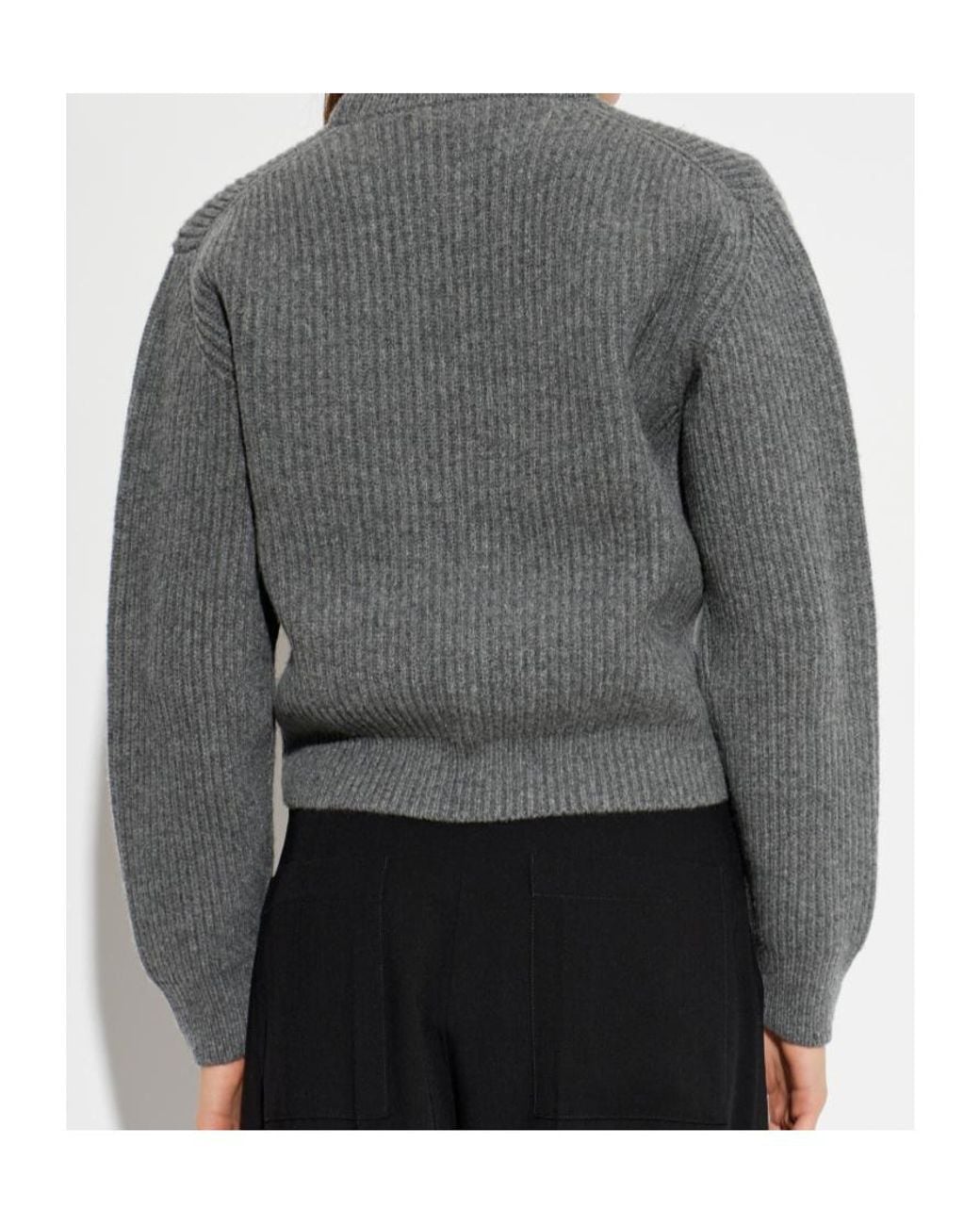 Jil Sander Gray Ribbed Crew-Neck Knitted Jumper