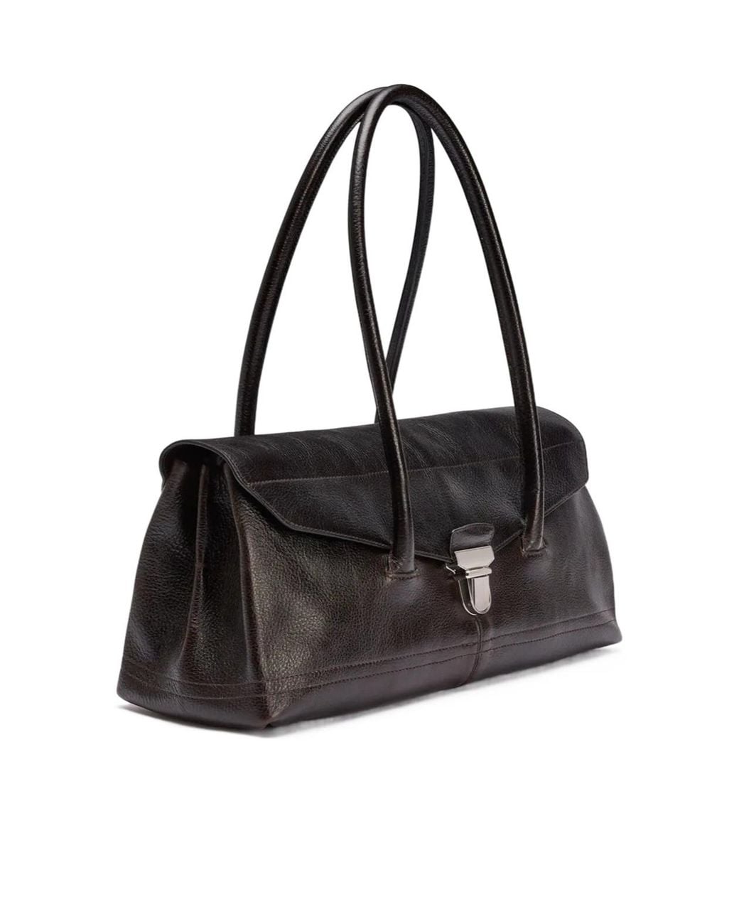 Lemaire Black Gear Logo Detailed Shoulder Bag