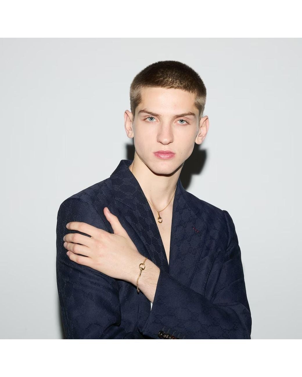 Gucci White 18K Horsebit Chain Bracelet for men