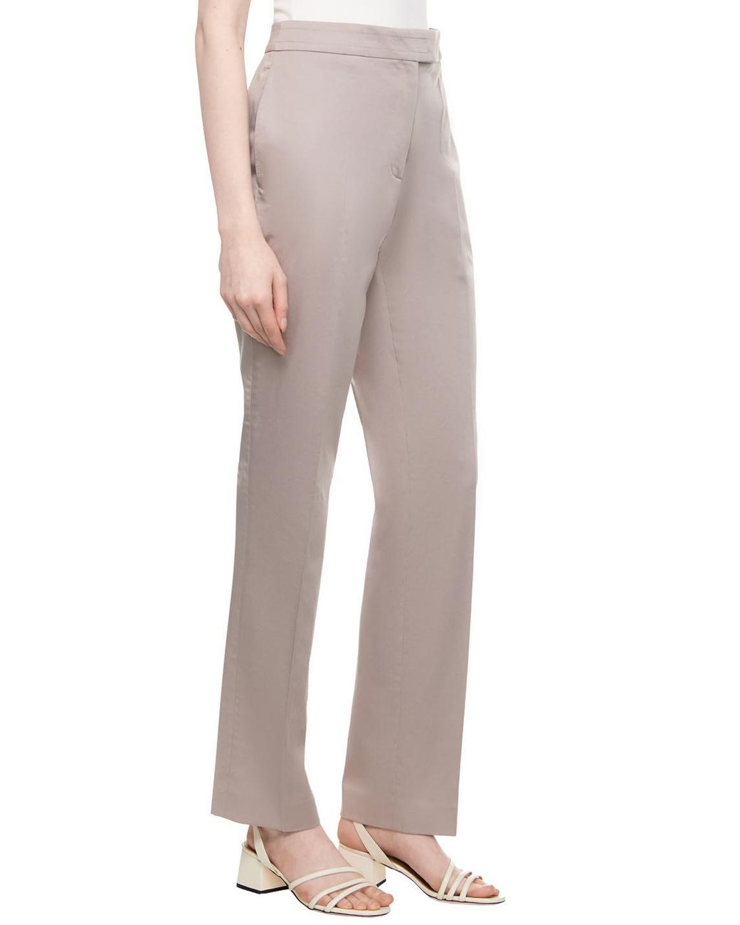 Boss Gray Slim-Fit Satin Trousers
