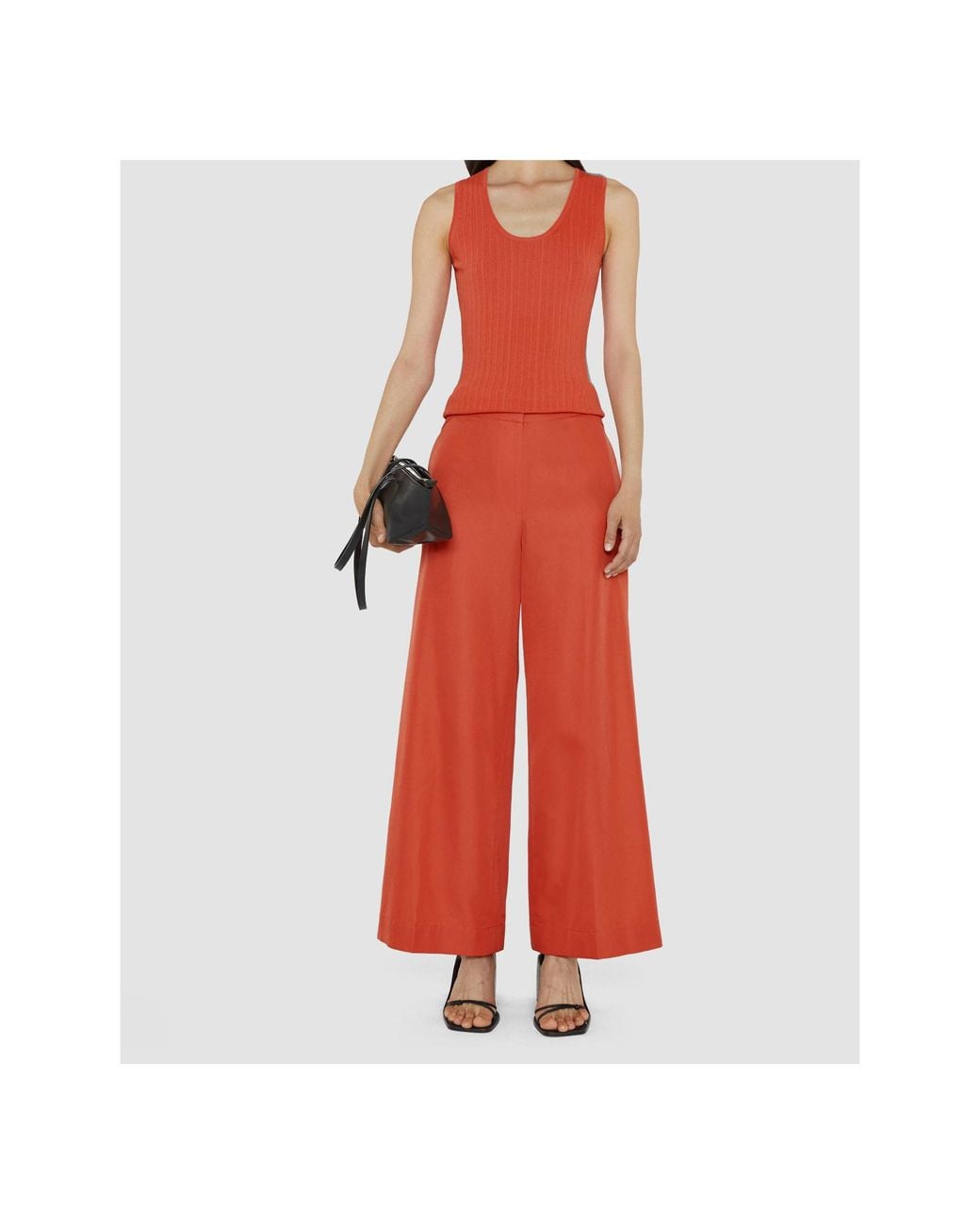Joseph Red Thurlow Silk And Cotton-Blend Wide-Leg Pants