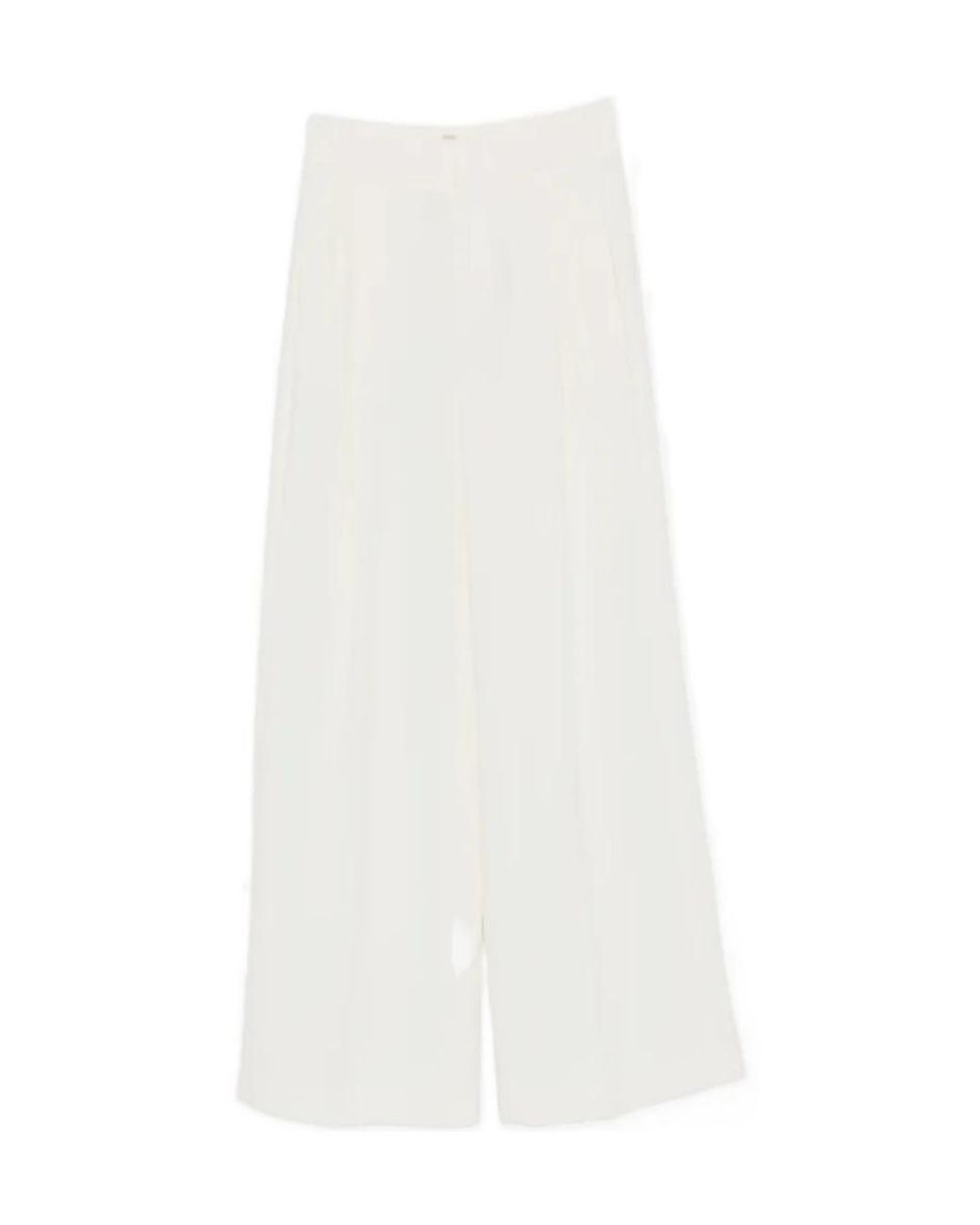 Twinset White Wide-Leg Tailored Trousers