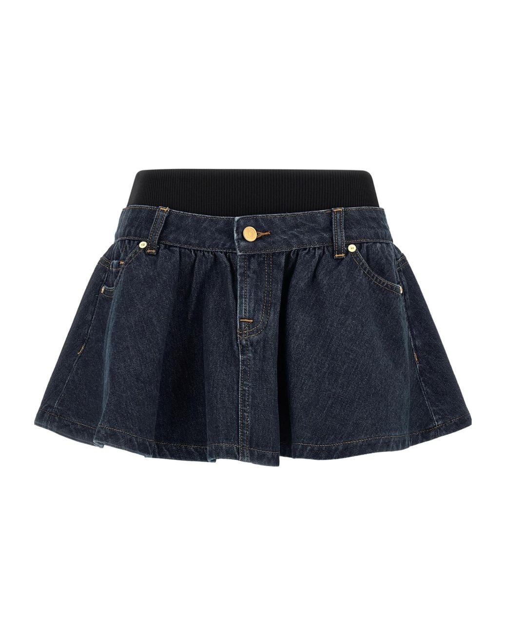 7 For All Mankind Blue 'Banded Mini' Skirt