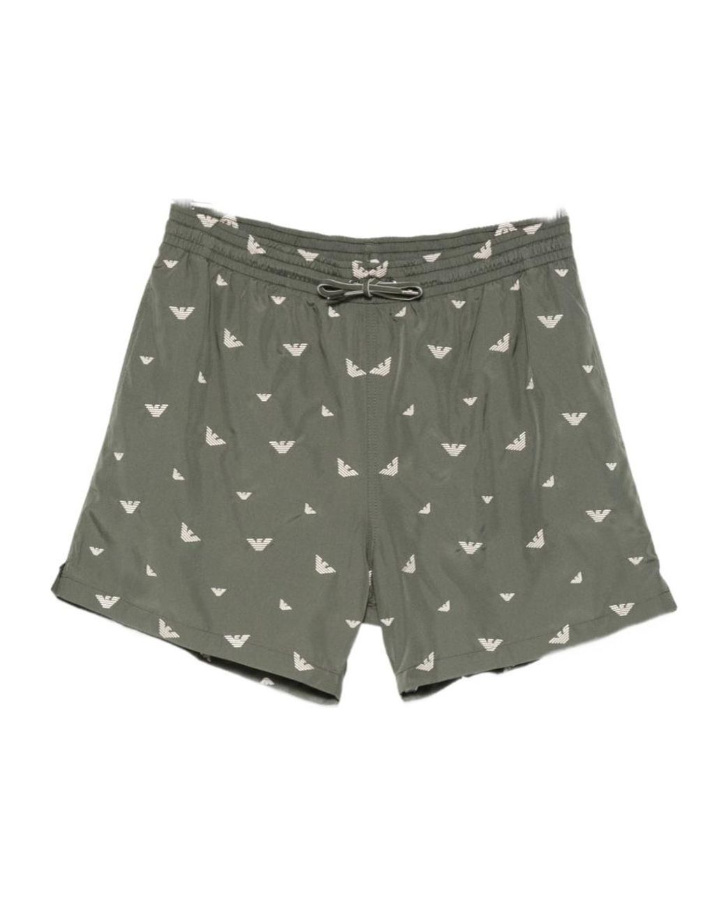 Emporio Armani Gray Elastic Waist Swim Trunks for men