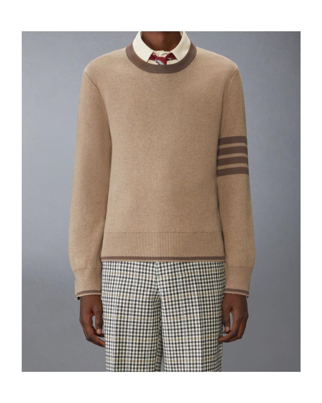 Thom Browne Brown 4-Bar Stripe Detailed Knitted Jumper for men