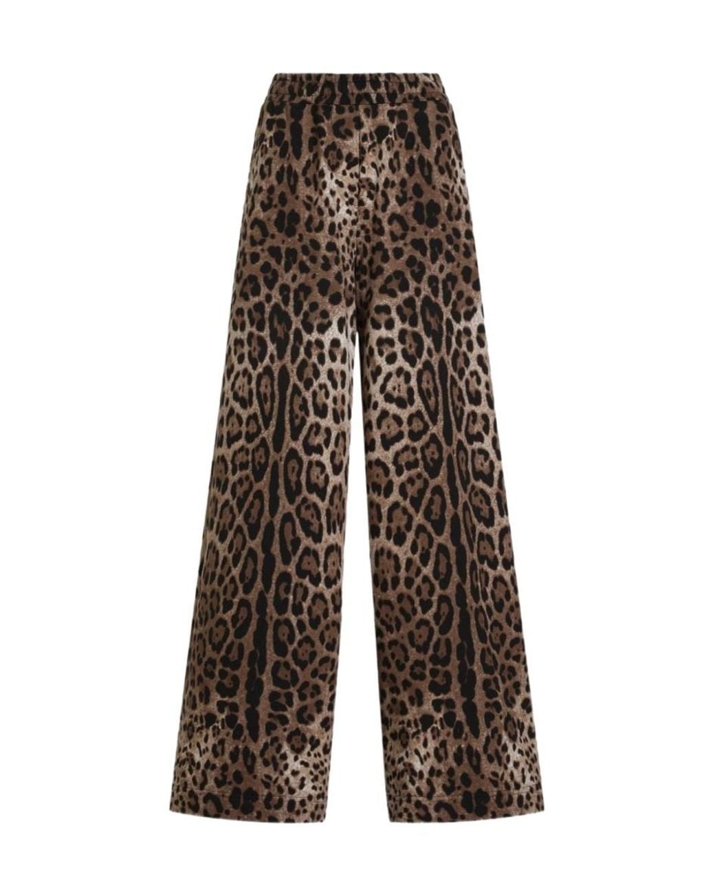 Dolce & Gabbana Brown Fleece Leopard Print Trousers