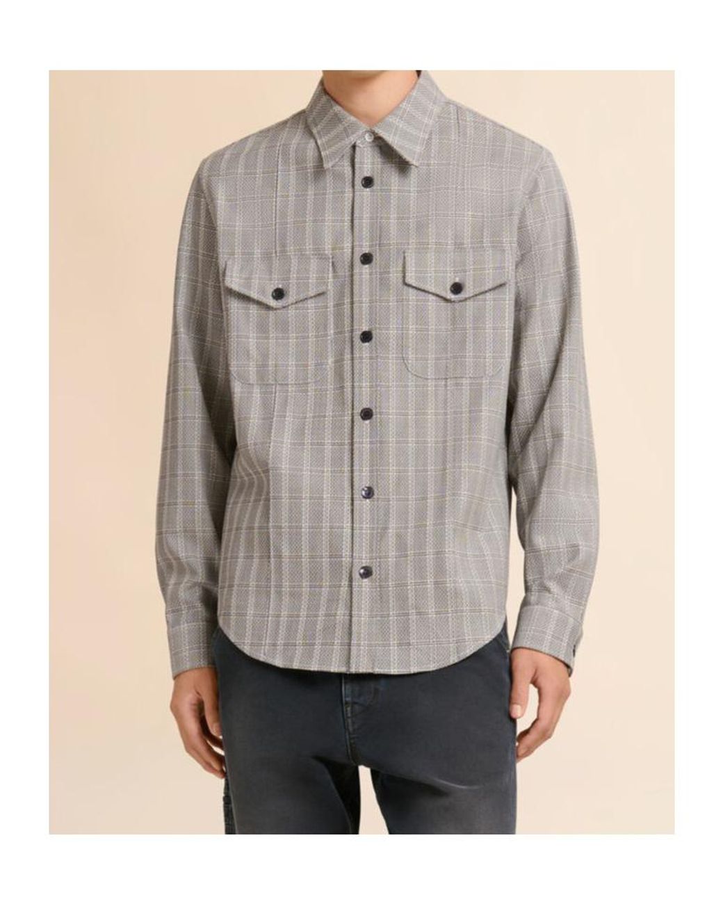 Marni Gray Tartan Check Long Sleeved Shirt for men