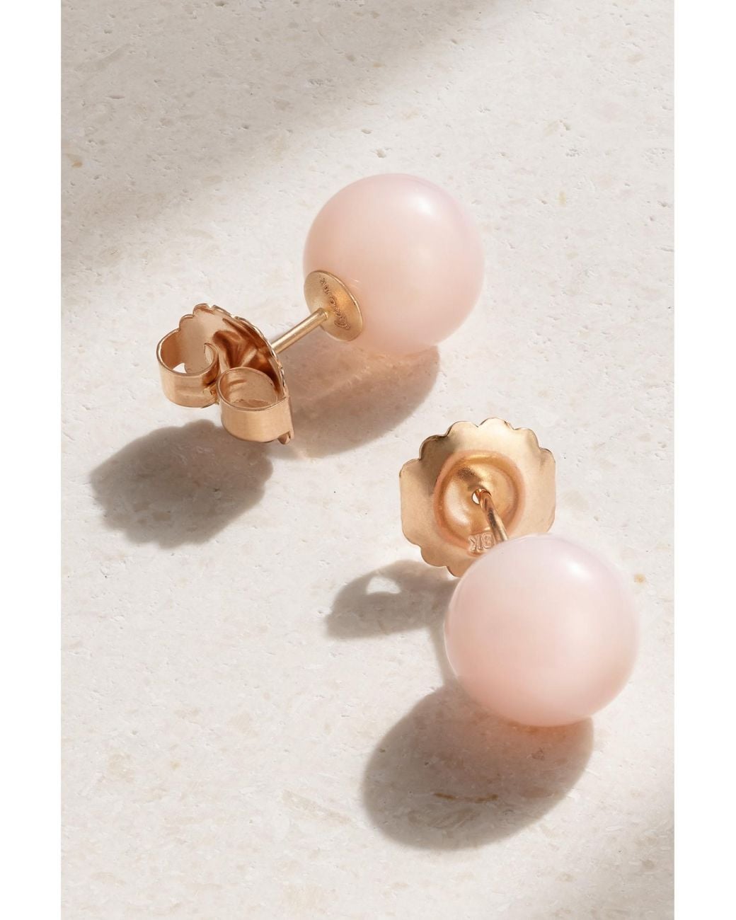 Irene Neuwirth Pink Large Gumball 18-Karat Rose Opal Earrings